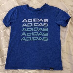 Adidas Kids Blue Performance Tee with Graphic Logo